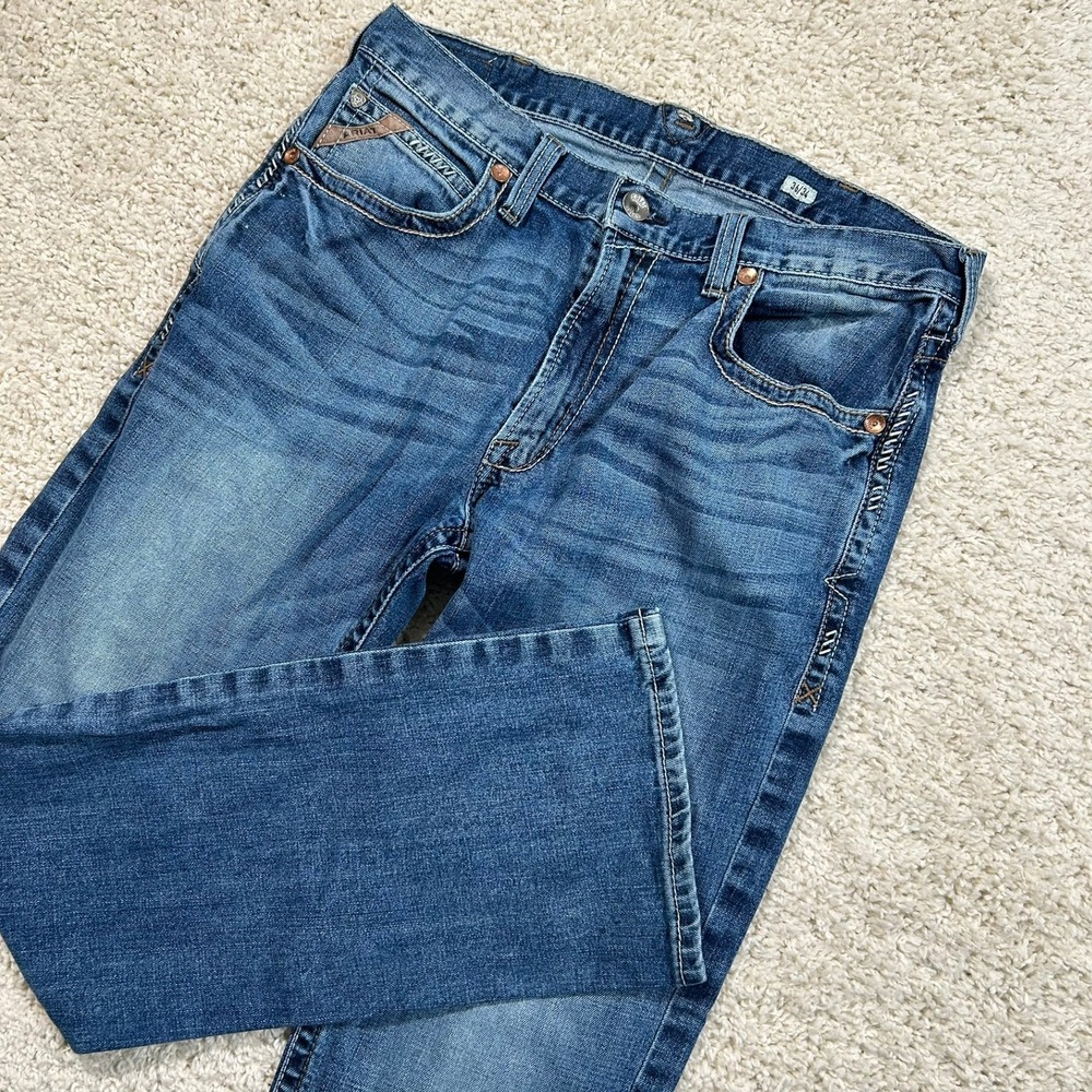 Ariat M5 Stillwell Jeans 36x34 (Fits 36X33) Blue Straight Leg Medium Wash Denim